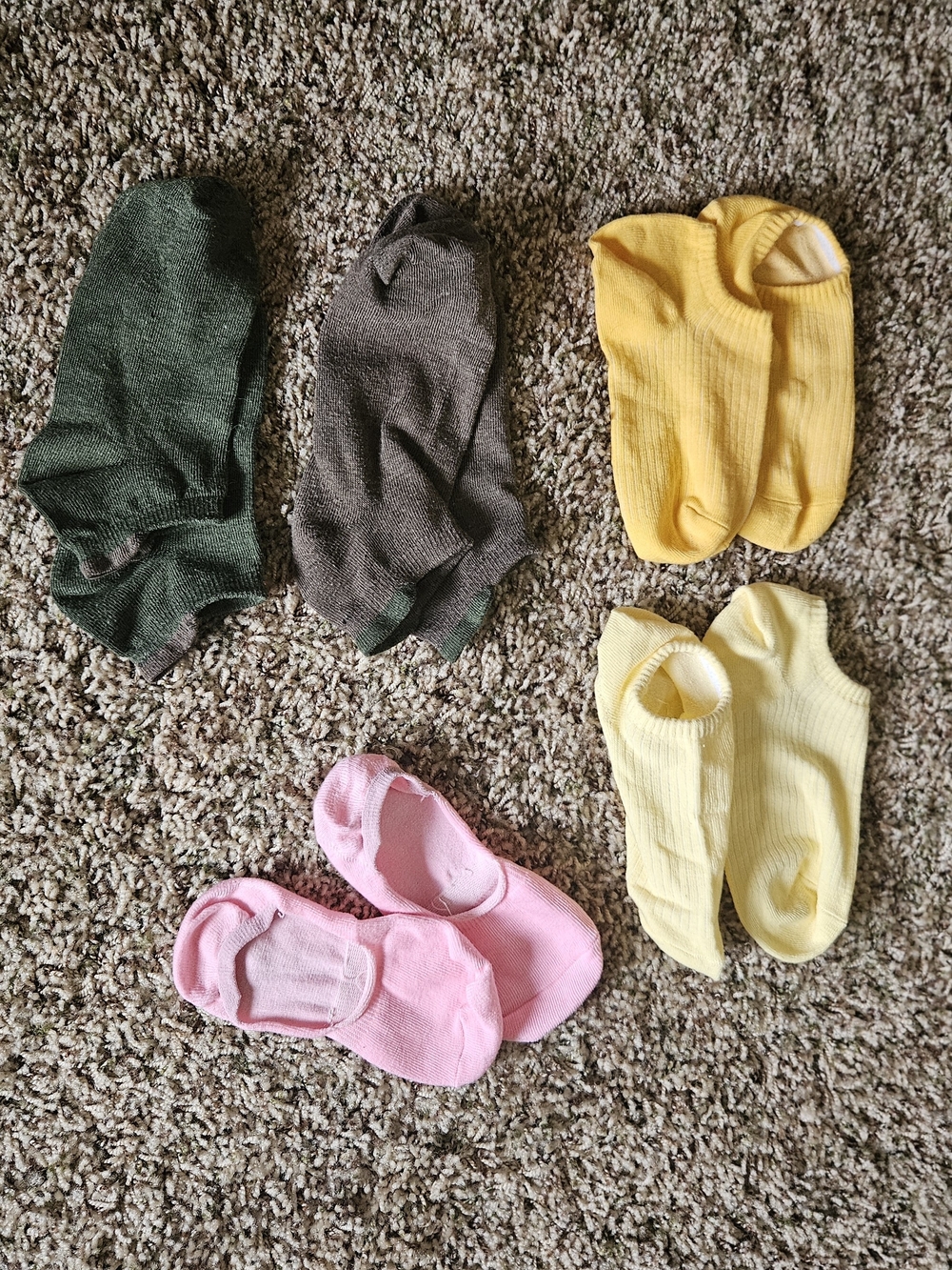 No-Show Sock Pack in Green, Brown, Yellow & Pink - Women Hosiery